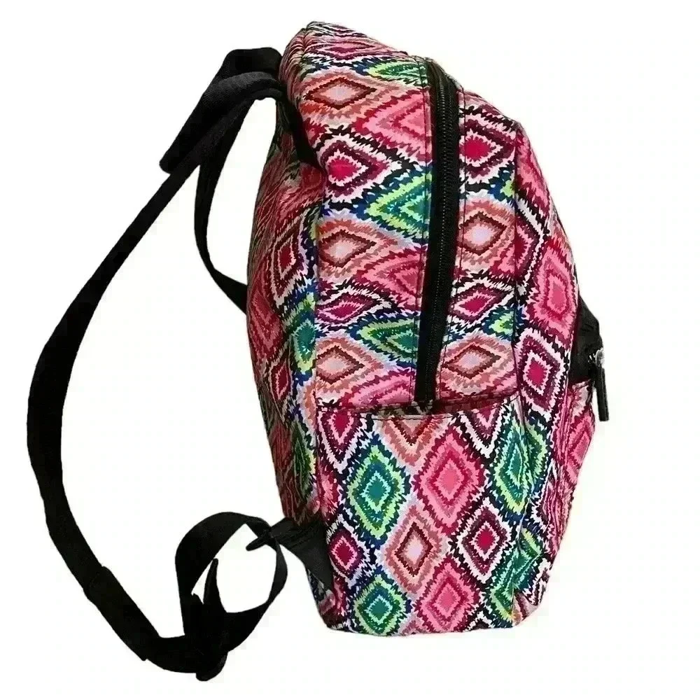 GO! SAC Backpack Colorful Geometric Side Pockets Black Straps